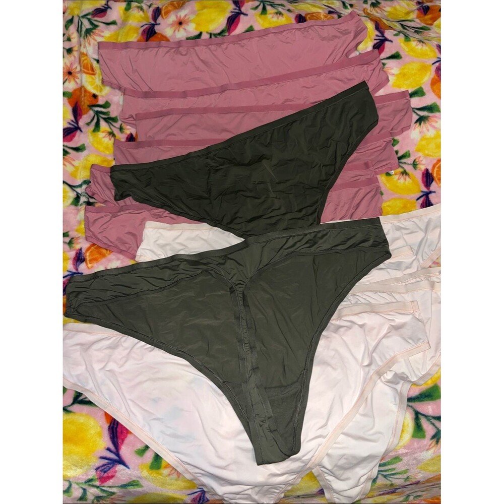 13X Pair NWOT 6X Plus Size Amazon Essentials Women's Thongs Olive, Mauve, Blush